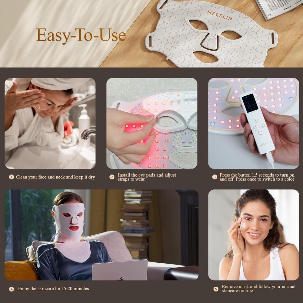 Led Red Light Therapy Mask & Neck 7 Colors 486 LED Rejuvenation