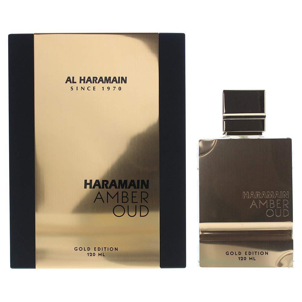 Al Haramain Amber Oud EDP Spray unisex edición dorada, fragancia oriental amaderada con ámbar, cedro y romero