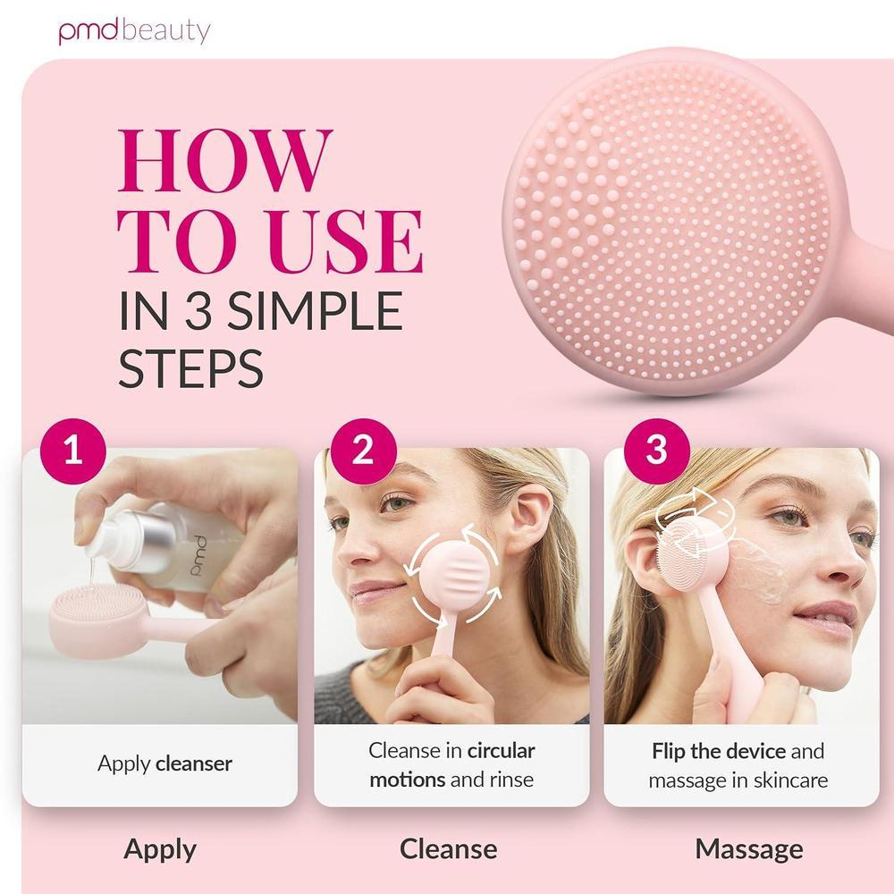 Smart Facial Cleansing Device With Silicone Brush & Anti-Aging Massager