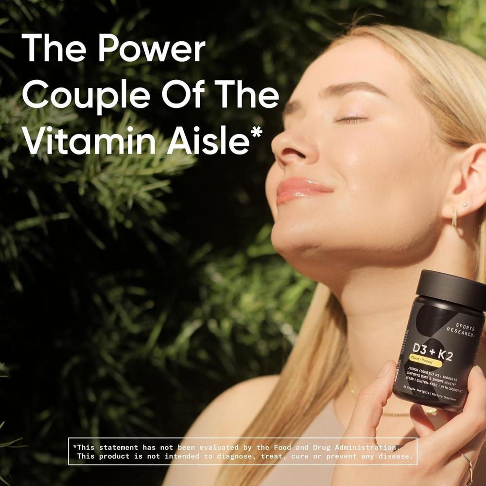 Sports Research Vitamin D3 5000iu & K2 Mk7 100mcg 60 Softgels