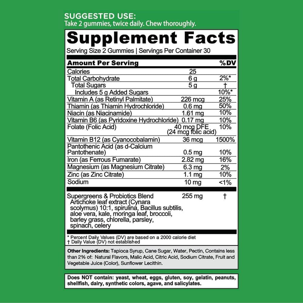 Supergreens Gummies With Probiotics