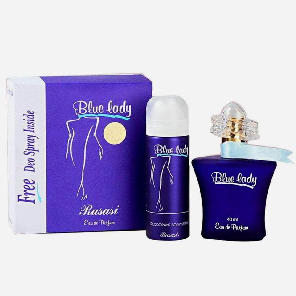 RASASI Blue Juego de 2 piezas para mujer Eau De Parfum Spray y Desodorante Spray