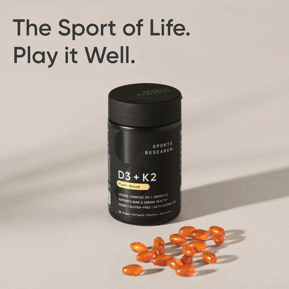 Sports Research Vitamin D3 5000iu & K2 Mk7 100mcg 60 Softgels