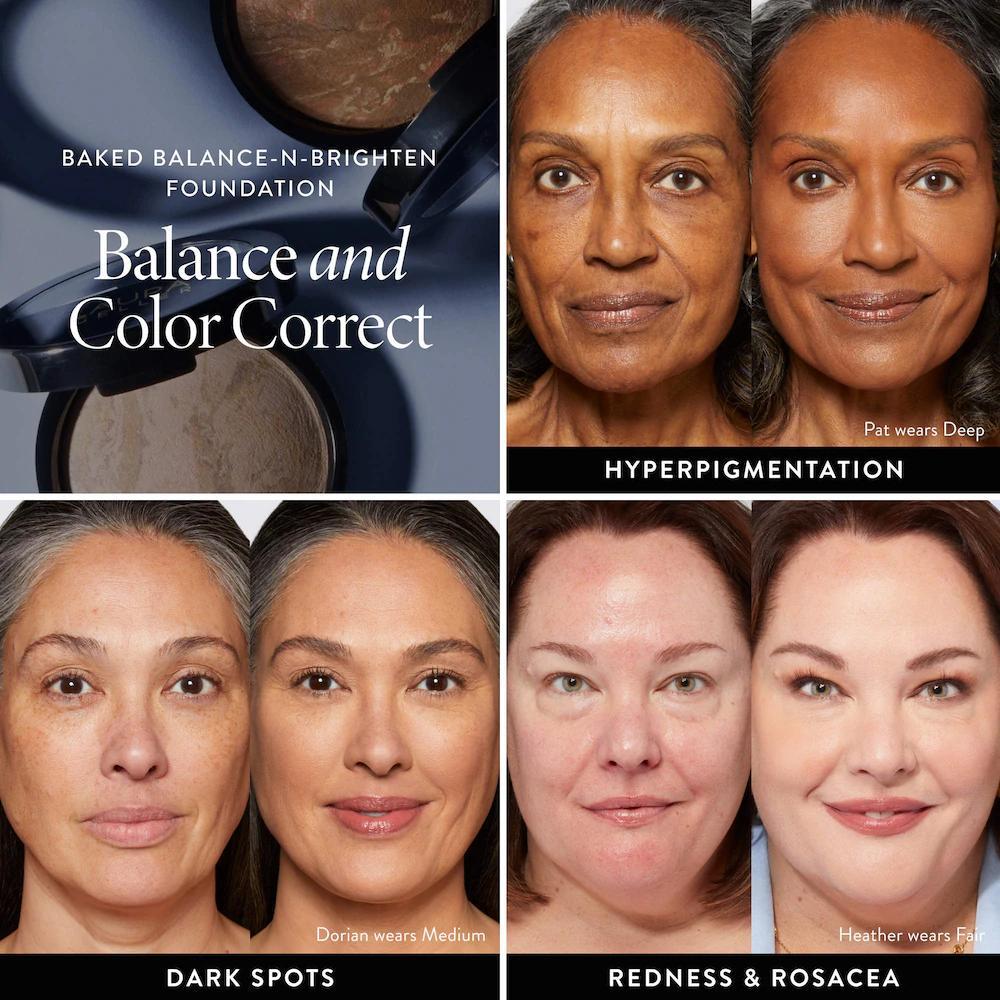 Balance and Brighten Color Correcting Baked Powder Foundation + Kabuki Brush