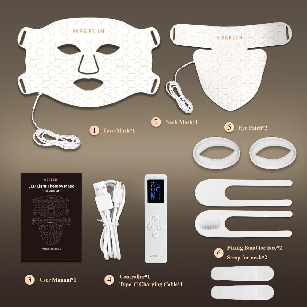 Led Red Light Therapy Mask & Neck 7 Colors 486 LED Rejuvenation