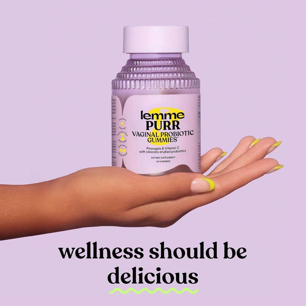 Lemme Purr Vaginal Probiotic Gummies for Women - Balanced pH, Healthy Odor, Yeast Balance & Flora Support + Vitamin C for Immune Health - Tasty Pineapple (60 Count) (Pack of 2)