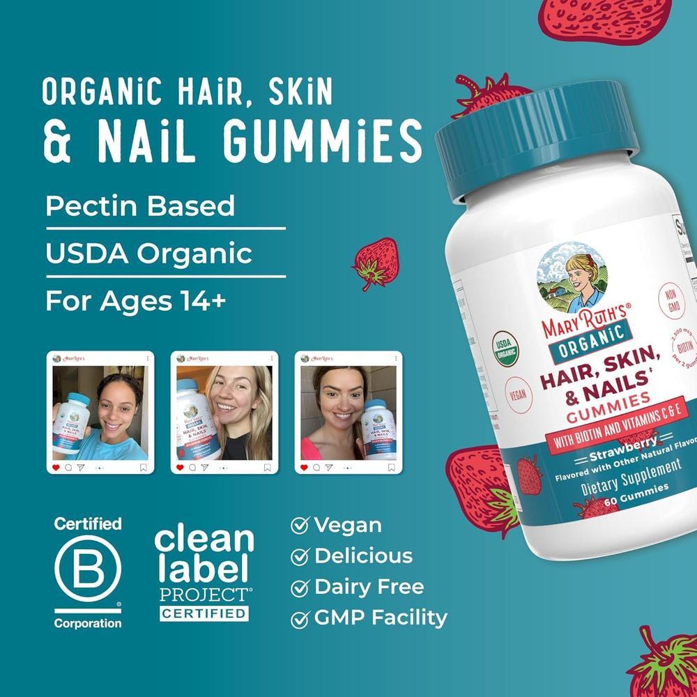 Hair Skin And Nail Vitamins 2500mcg Biotin Gummies 60 Count