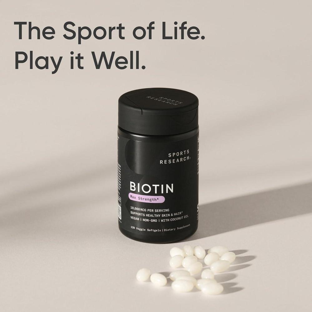 Skincare Supplement Biotin 10,000mcg 120 Veggie Softgels