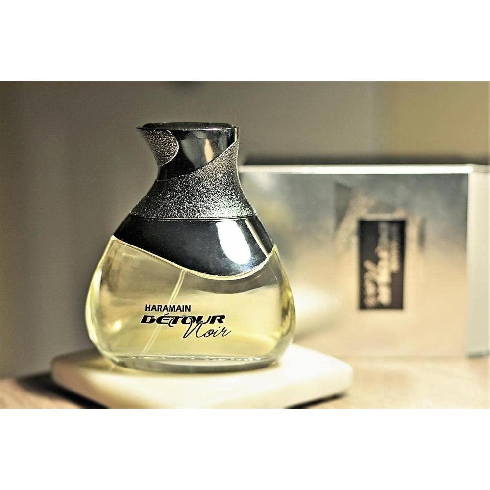 Al Haramain Detour Noir Unisex EDP Spray con notas de manzana, jazmín, lavanda, violeta, vainilla, pachulí