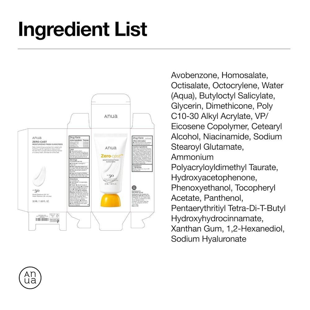 Zero-Cast Moisturizing Sunscreen SPF 50 50ml