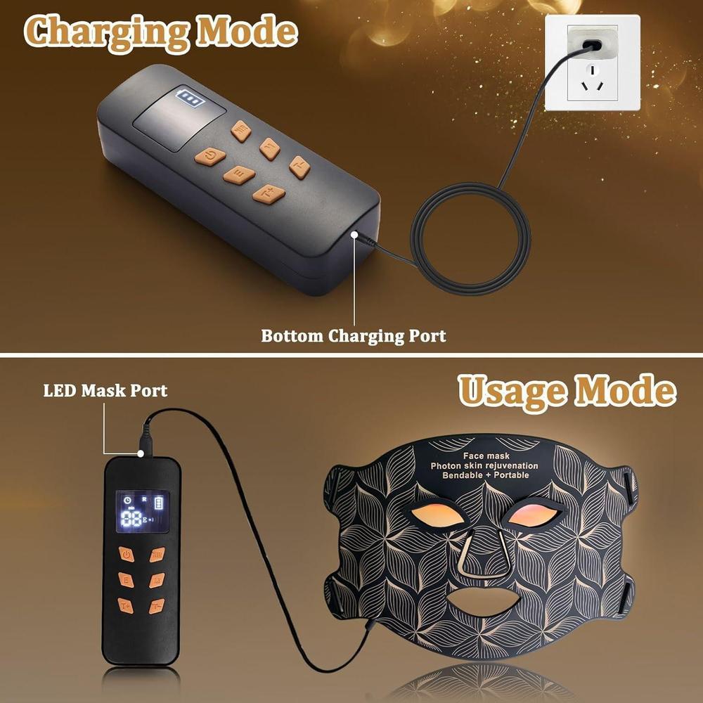 Red Light Therapy for Face, 8 Colors LED Face Mask Light Therapy with 850NM Near-infrared, Portable Rechargeable Red Light Therapy Mask Skin Care Device at Home and Travel for Anti-Aging, Black